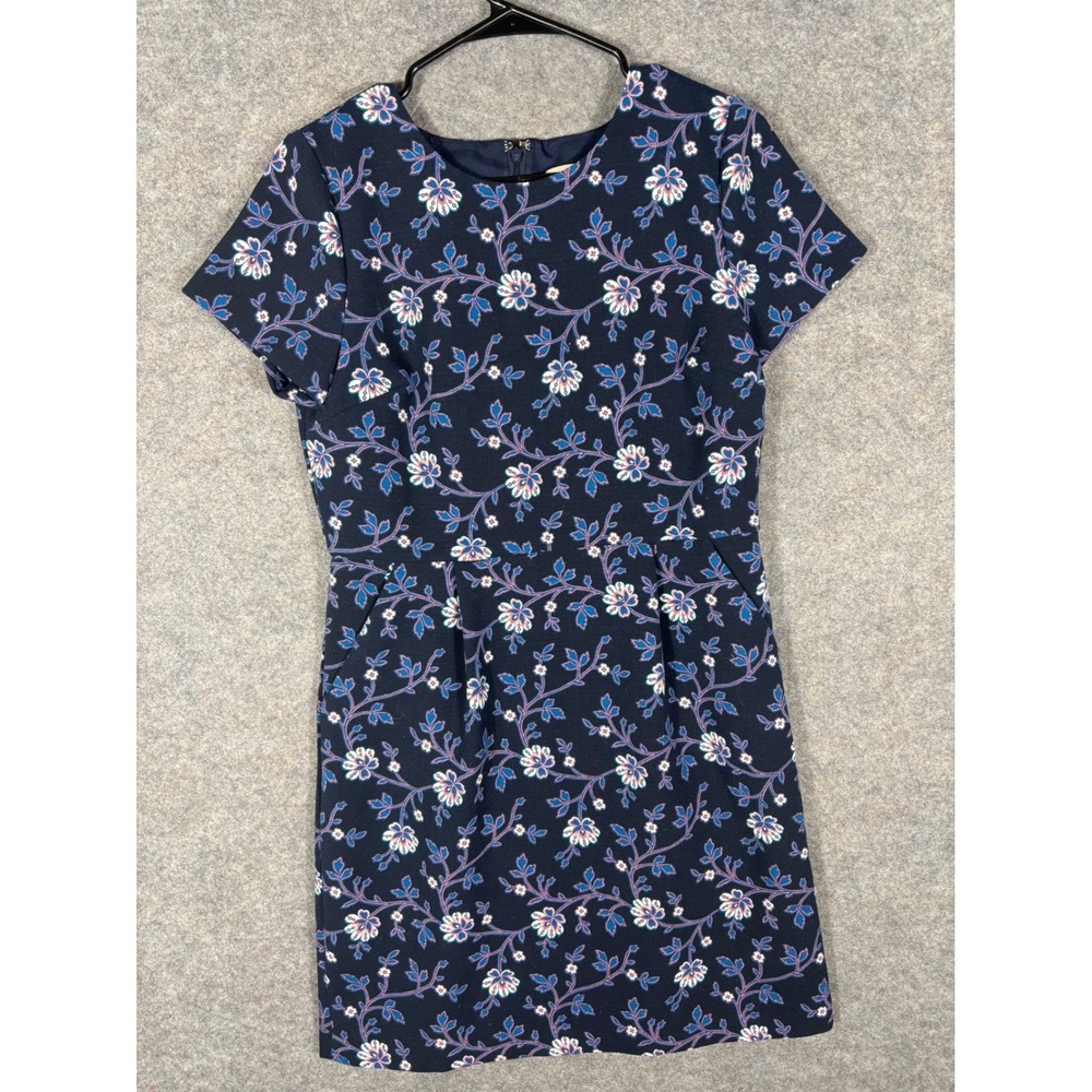 LOFT Women's Navy Blue Floral‎ Short Sleeve Dress Size 6 Career Party